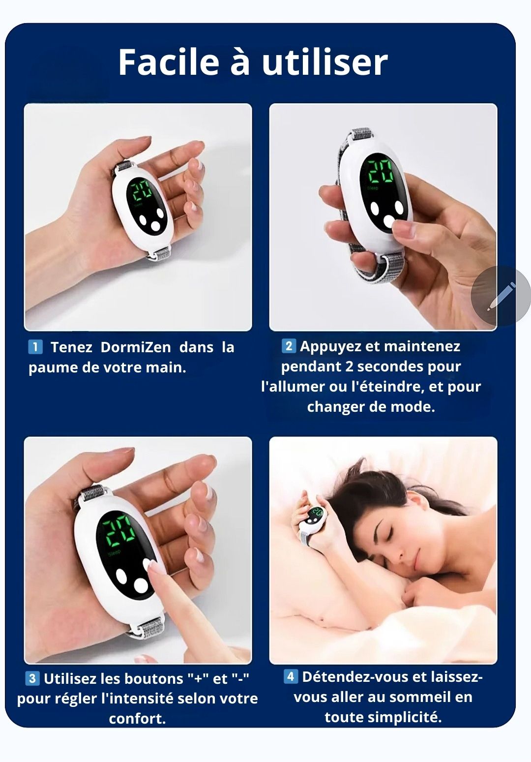 DormiZen – Bracelet d'aide au sommeil et de relaxation par Neurostimulation